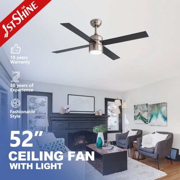 52-inch Modern Industrial Ceiling Fan with Silent DC Motor and Remote Control