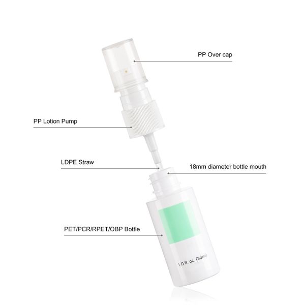 Garrafas vazias de 1 loção do tamanho do curso da onça, garrafas plásticas da bomba do ANIMAL DE ESTIMAÇÃO reciclável