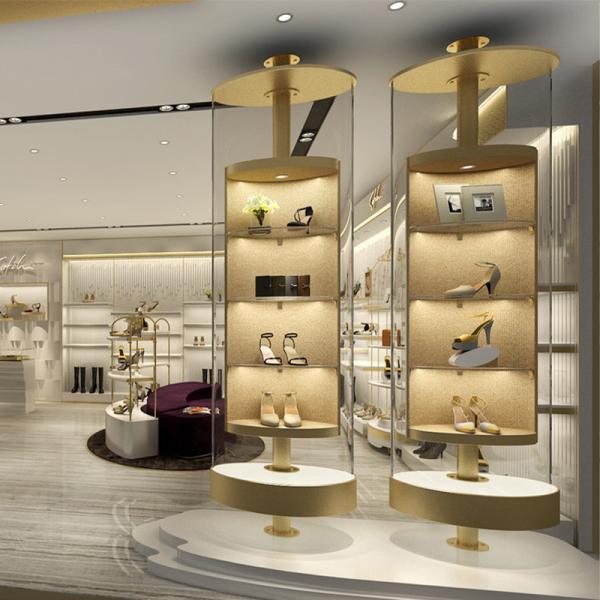 Luxury Customized Ladys Shoe Store Display Shelves Gondola Cashier Desk For Brand Store