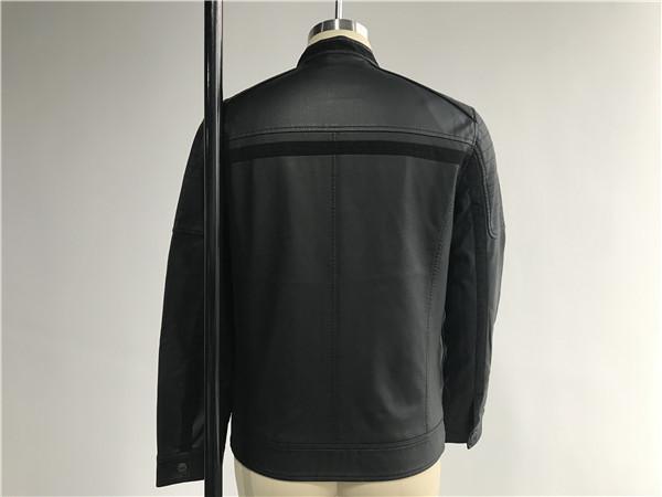 Black Mens PU Jacket With Suede Detail , Mens Leather Look Biker Jacket TW77818