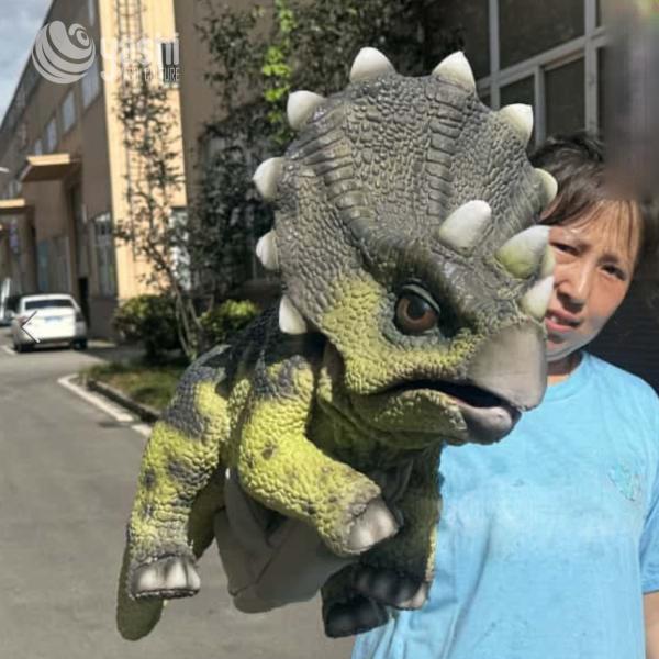 Festival Silicone Dinosaur Hand Puppet With Rust Proof Steel Frame