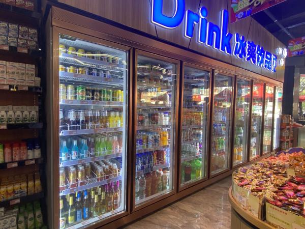 Display de porte verticale de verre congélateur réfrigérateur commercial de supermarché