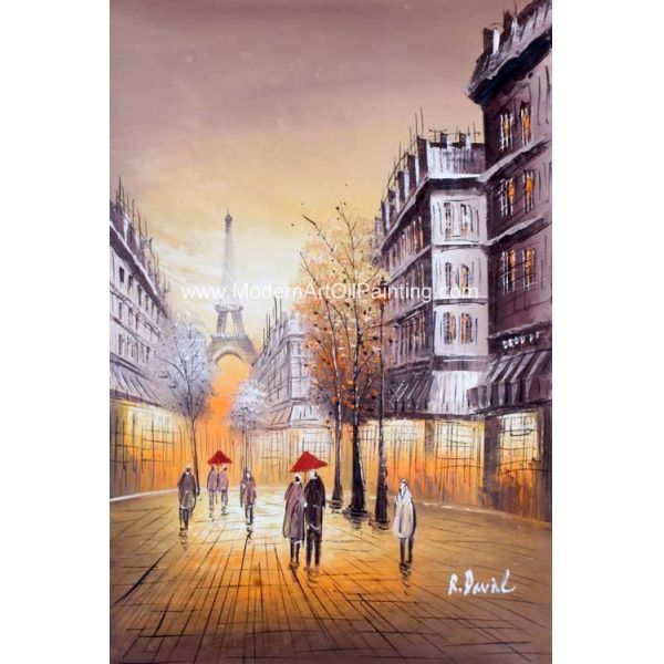 Изготовленная на заказ палитра ножа спаривает искусство стены городского пейзажа картины маслом улицы на холсте