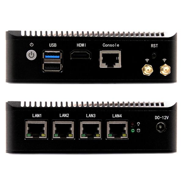 4 Gigabit LAN Fanless Firewall PC Quad Core Atom Bay Trail E3845 Support Mikrotik PFsense