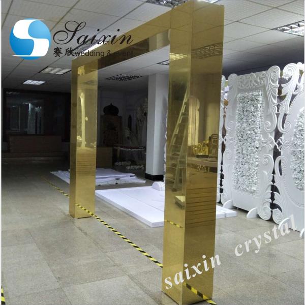 ZT-220H-2 decoração do evento de casamento ouro prata espelho acrílico chuppah mandap