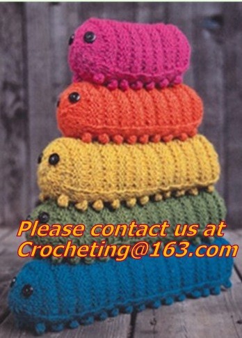 Nice colorful hand Knitting toys,Wholesale Knitted Kids Doll,crochet caterpillar toy