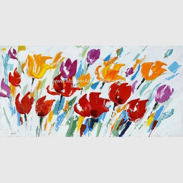 Handmade Modern Art Oil Painting / Floral Oil Painting Wall Art For Coffee Store
