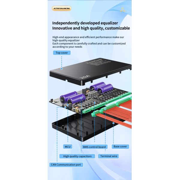 Enerkey 20A Smart Balancer 4S 8S 12S 16S 20S 24S 40A 60A with CAN and Bluetooth Active balancer for Electric Vehicle