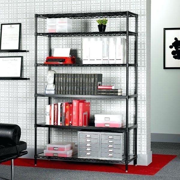 Black Office Storage Display Rack Freestanding Organizer Metal Shelving 36