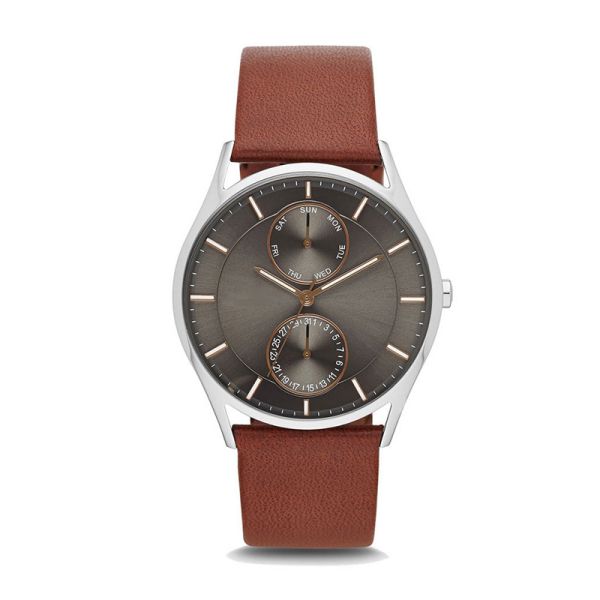 Mens brushed stainless steel 5atm water resistant with silver steel chain strap