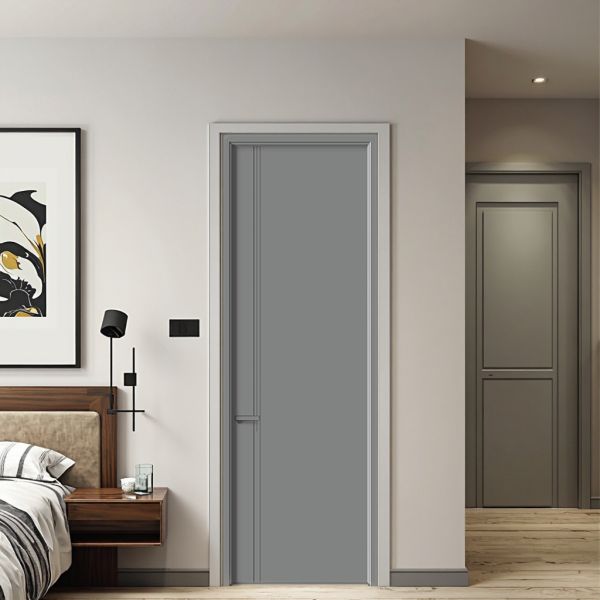 Waterproof Paint Solid Wood Door Postmodern Flat Frame Design For Bedroom Bathroom