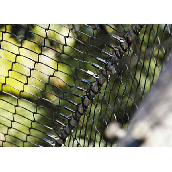 Weatherproof SS316 Knotted Rope Mesh , Black Oxide Wire Cable Netting