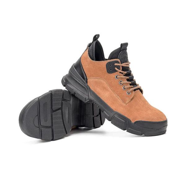 Unisex Crazy Horse Leather Boots Yellow Steel Toe Safety Footwear Unisex