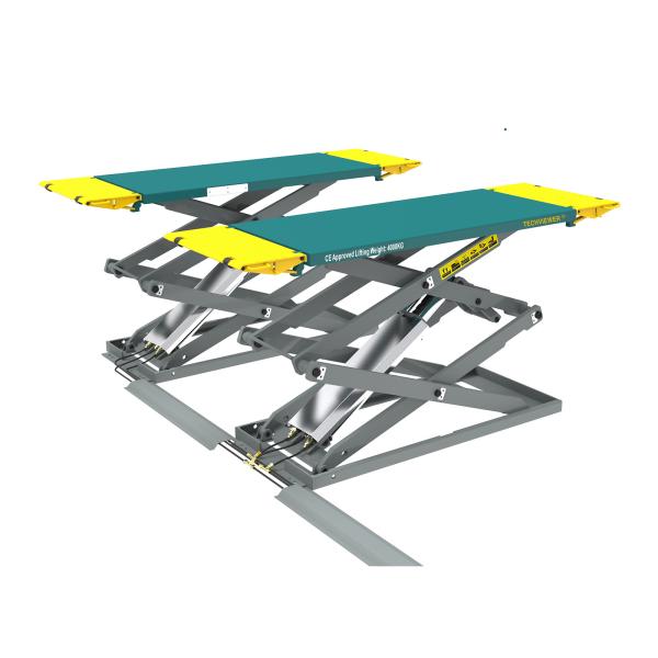 Dual Cylinder Car Scissor Lift 4T 1860mm Super Thin Small Scissor Lift