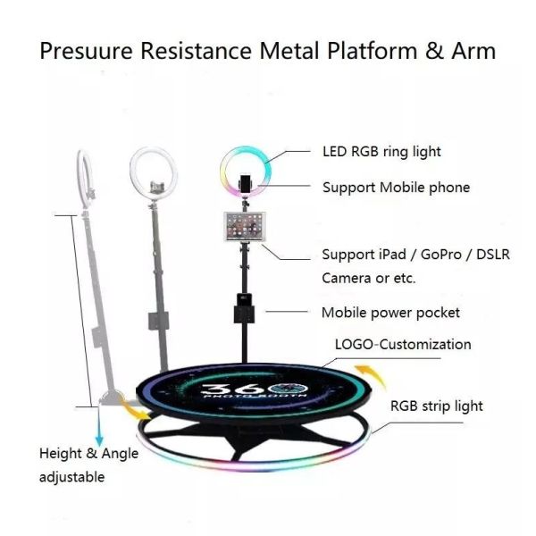 360 Video Photobooth Automatic With Led Magic Mirror Ipad 360 Photo Booth Machine 115cm