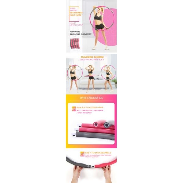 Detachable Massage Hula Hoops 73cm 84cm 96cm Otional
