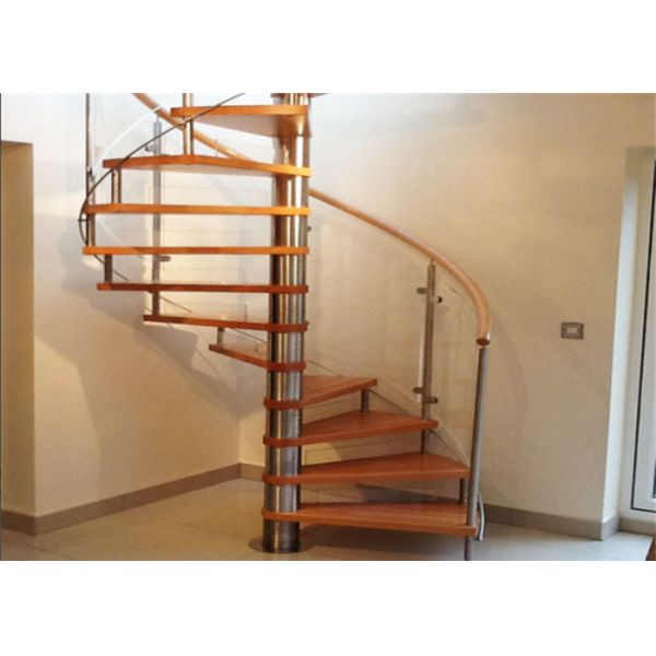 Prefabricated Spiral Staircase Timber Treads Stair For Indoor