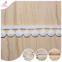 Accessoires de vêtement en dentelle à pompons plats blancs Bordure en dentelle