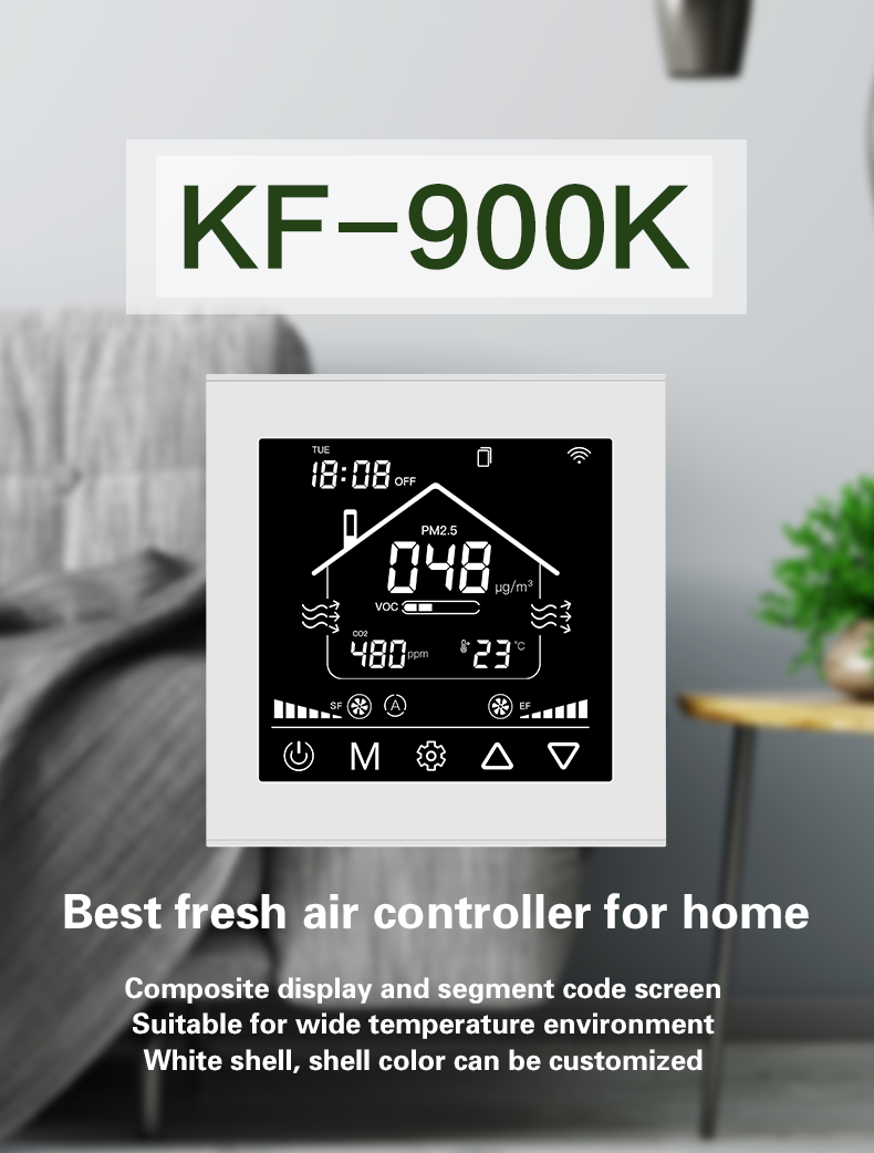 Intelligent LCD Fresh Air Controller 3 Speed Ventilation Fan Control Panel