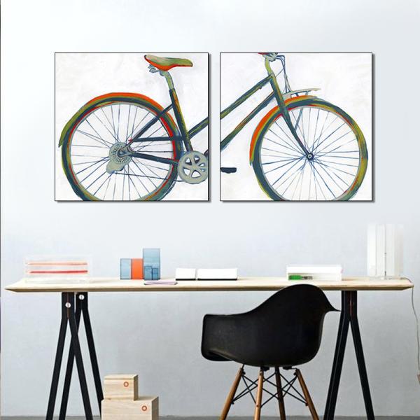 Customized Spray Painting Vintage Bike On Canvas Easy Set Up Living Room Decoration Prints