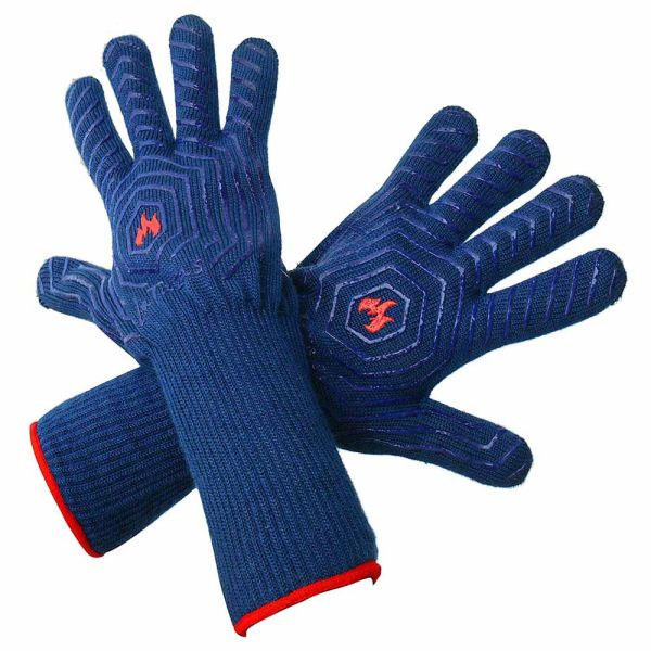 Kitchen Cooking Black Aramid Heat Resistant Work Gloves Barbeque Oven Mitts
