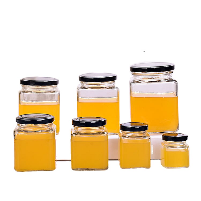 Опарникы специи бутылок 750ml 26.5oz хранения квадрата стеклянные с черными крышками