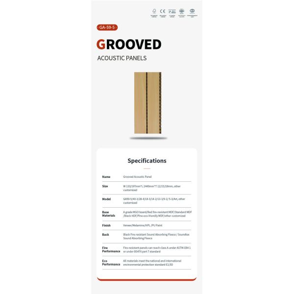 Древесные акустические панели с канавками Внутренний конференц-зал Деревянные стеновые панели Поглощение звука