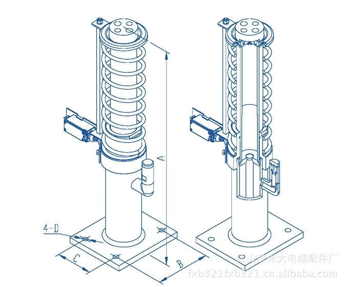 Elevator Base Spring Lift Car Buffer Hydraulic Shock Absorber OH-70/80/175/210/275/425