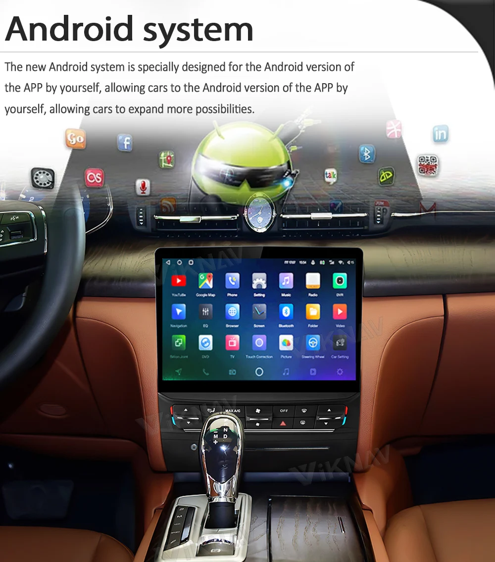Авторадио Viknav для Maserati Quattroporte (2013-2016) 10,26 дюйма Android13 Главный блок Сенсорный экран GPS навигация Carplay
