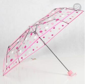 Folding Compact Pink Bubble Umbrella Manual Open Print POE Canopy 25cm Fold Lenght