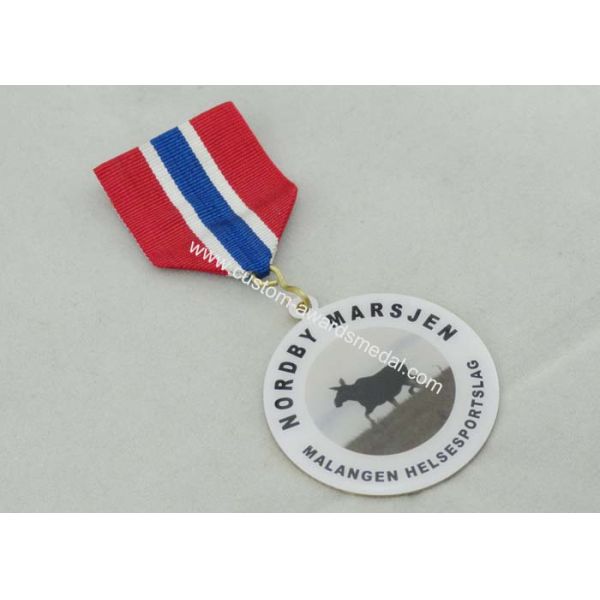 Offset Printing Brass Custom Awards Medals , Sports Medals And Ribbons