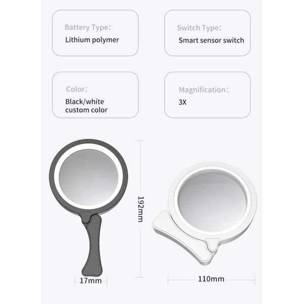 Multi-functional Hand-held Three-fold Double Mirror LED Acrylic Lens 17 White LEDs Magnifying Glass Scale for Reading Books