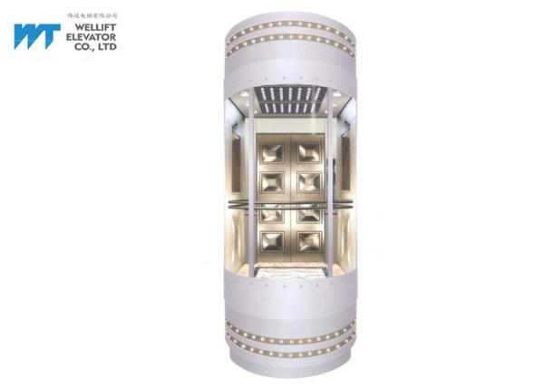 Panoramic Glass Building Lift Design Car Cover Steel Plate Spraying With Decoration Lamp