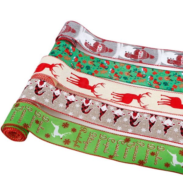 MSD OEM 2-1/2 Inch Red Plaid Burlap Fabric Wired Edge Ribbons for Holiday Decoration