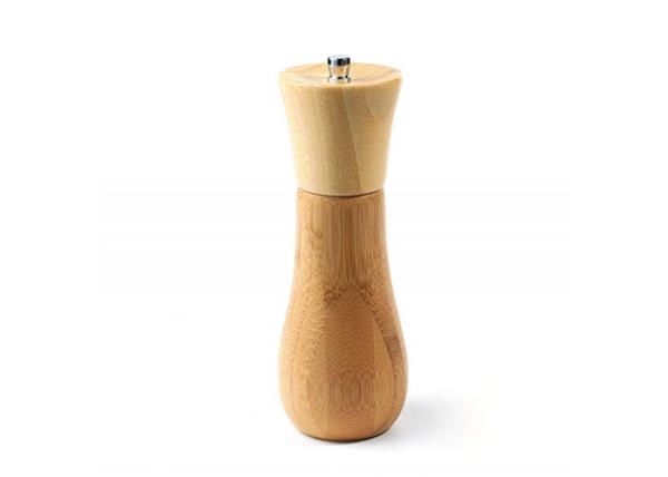 Portable Wooden Salt And Pepper Mills Strong Adjustable Solid Bamboo Grinder