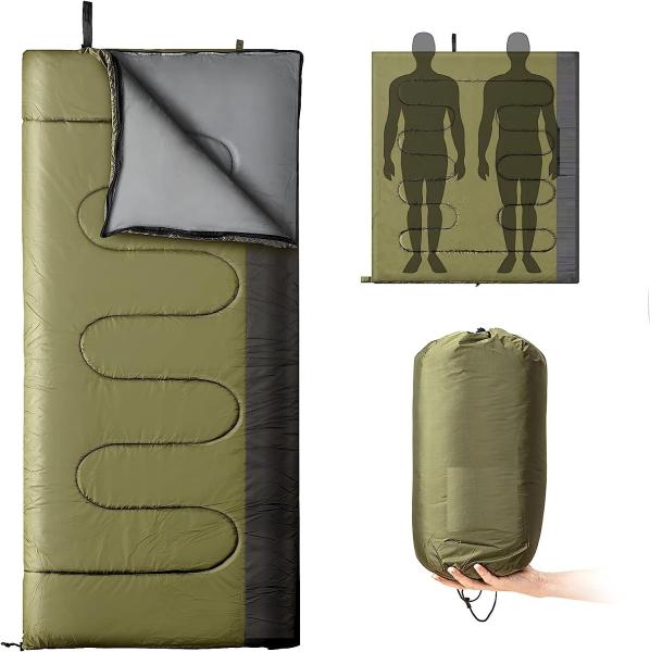 Envelope Military Sleeping Bags, Compression Sack for Cold Weather Travel, Camping, Hiking, Outdoor, Backpacking