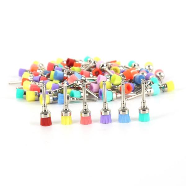 Small Colorful Dental Polishing Handpiece Nylon Flat Polishing Prophy Brushes