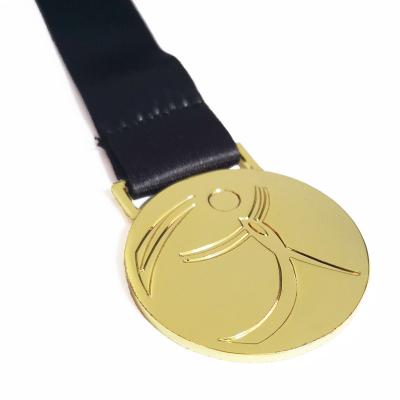 Médaille d'or en fer rond Gymnastique métallique Sports Finition en or Avec ruban de satin attaché