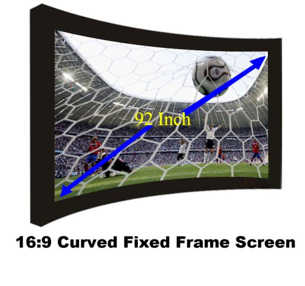 Durable 92Inch Fixed Frame Projection Screen With 80mm Black Velevt Aluminum Cinema Fabric