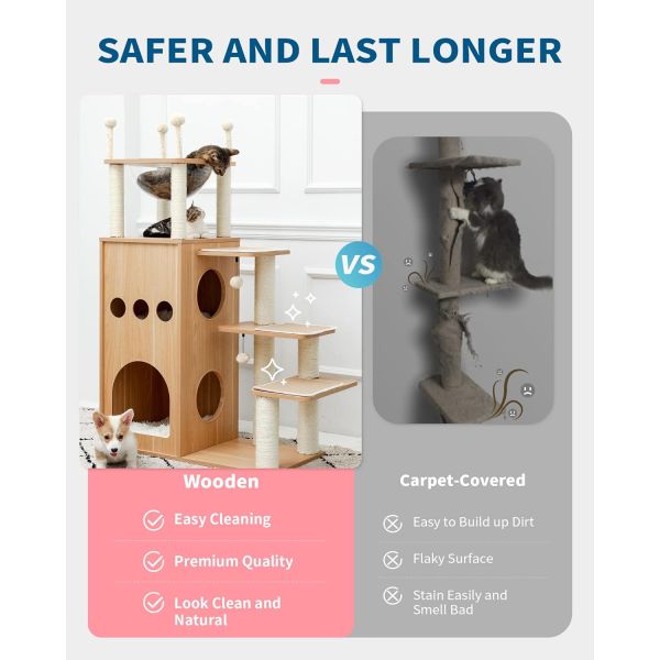 OEM ODM Acceptable Sturdy Frisco Castle Cat Tree Tower Modern 51 Extra Tall Cat Condo