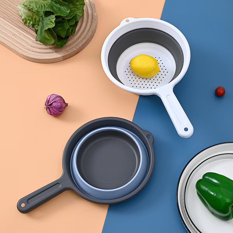 Creative Kitchen Bath Fruit Storage Kitchen Tool and Bath Ladle Long-Handled Collapsible Ladle for Drain Water