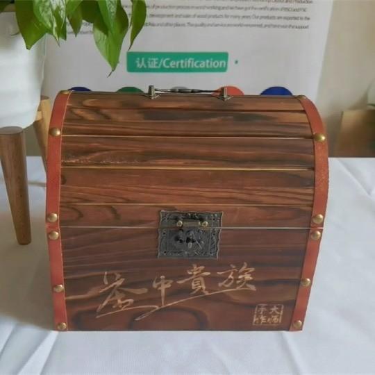 Factory Supply Wooden Decorative Boxes with Hinged Lid Black Wooden Box Wood Tea Box