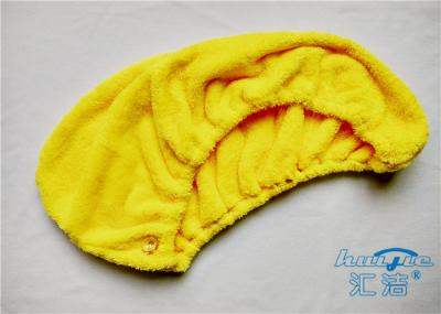 Absorvente super envoltório amarelo/vermelho de toalha do turbante do cabelo de Microfibre, toalha seca rápida