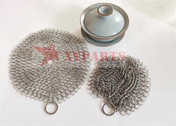 Food Grade Stainless Steel Chain Mail Scrubber Pot Dishes Pan Cleaner For Cookware
