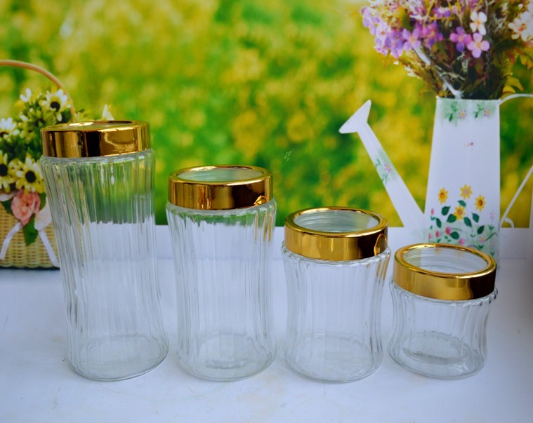 SET OF 4 PCS GLASS CANISTER