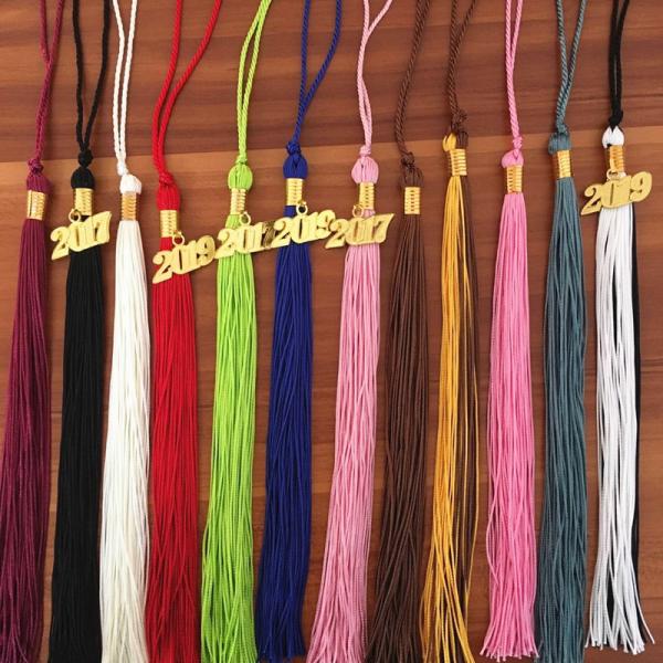 Delicate fluorescent multicolored fringe tassel trimming for 2020 graduation cap decoration