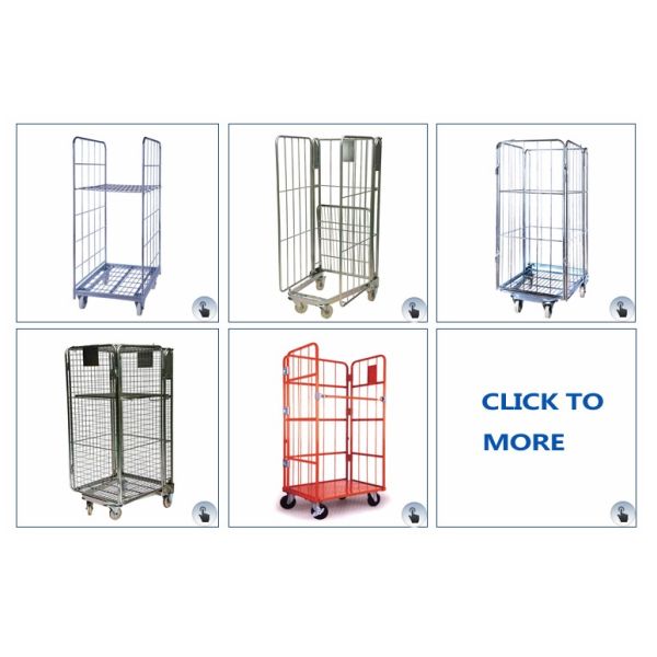Nestable Galvanized Wire Cage Trolley Corrosion Protection High Strength