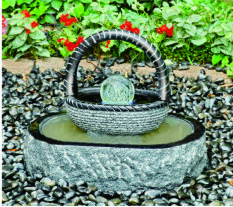 Artistic Cast Stone Garden Fountains Polished Surface With Three Crystal Glass Balls