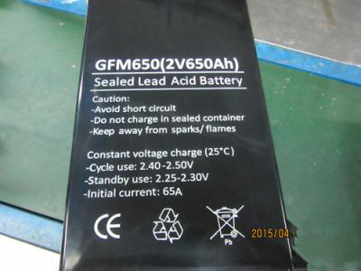 Bateria acidificada ao chumbo da longa vida 650Ah 2V com baixo auto - descarregue GFM650