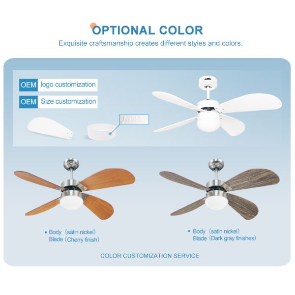Цвет 3 привел светлый на открытом воздухе водоустойчивый потолочный вентилятор IP44 с 4 лезвиями MDF